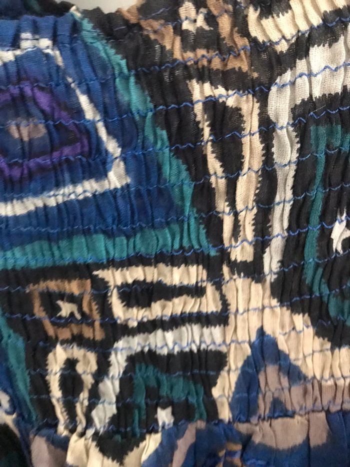 Robe bariolée bleu à bretelles - photo numéro 2