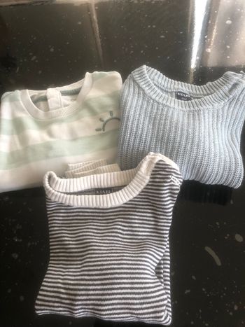 Pulls épais vert bleu et gris 