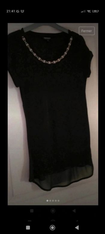 Pull fin noir Morgan avec décolleté strass et bas dos en voile