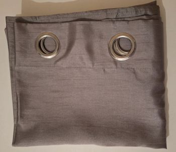 Double rideau à oeillets long, gris argenté