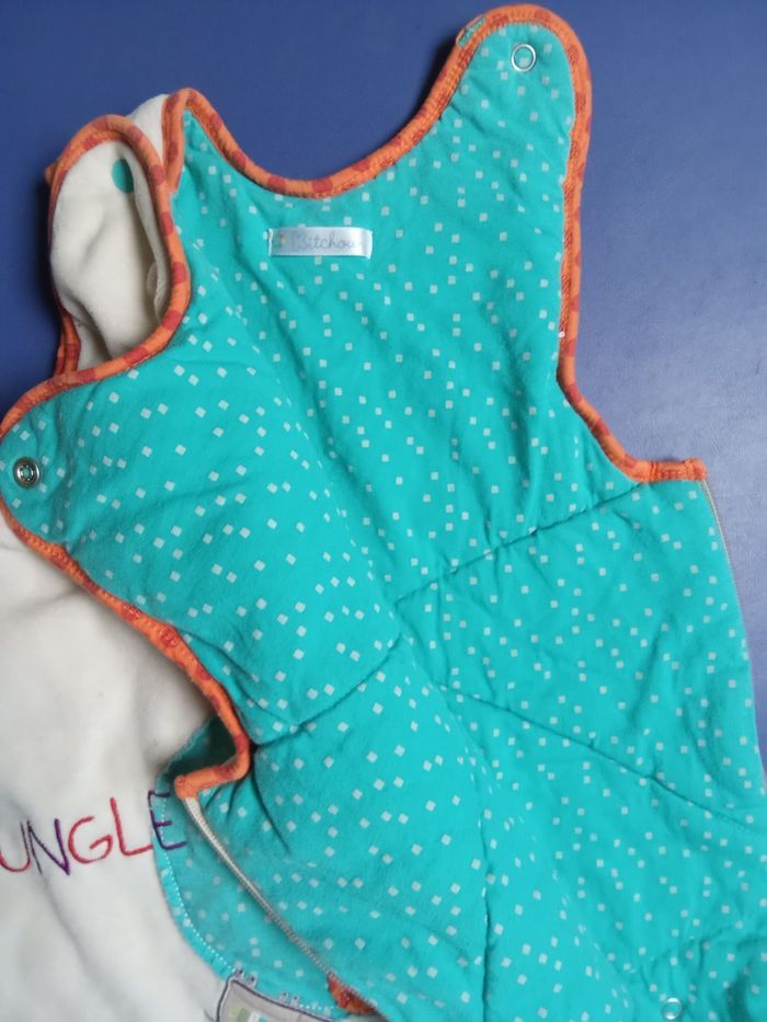 Turbulette, gigoteuse garçon naissance à 6 mois, Tog 2 hiver, chaude, motif beige, bleu ciel, polaire - photo numéro 2