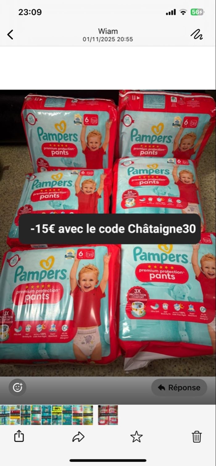 6 sacs de couches taille 6