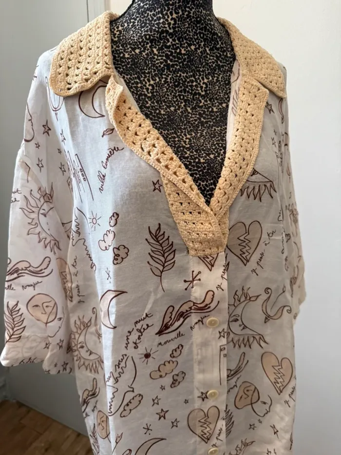 Chemise oversize Sandro imprimée – Col crochet – Taille S/M – Très bon état - photo numéro 2
