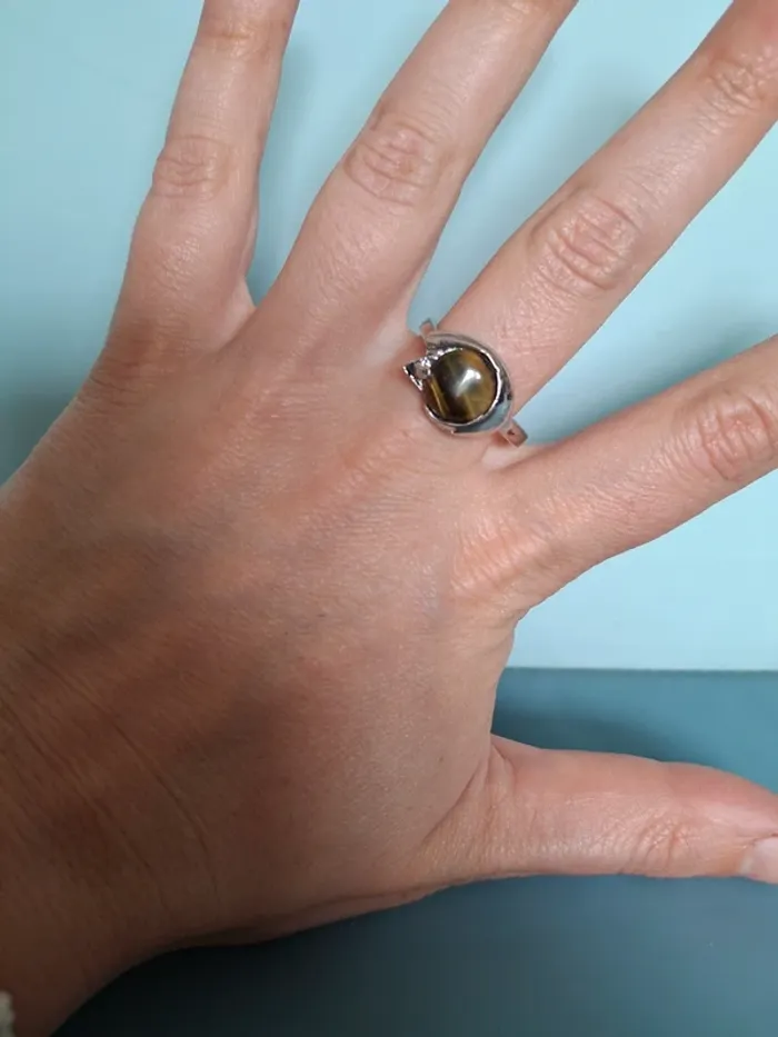 Bague œil de tigre - Taille 20 - photo numéro 5