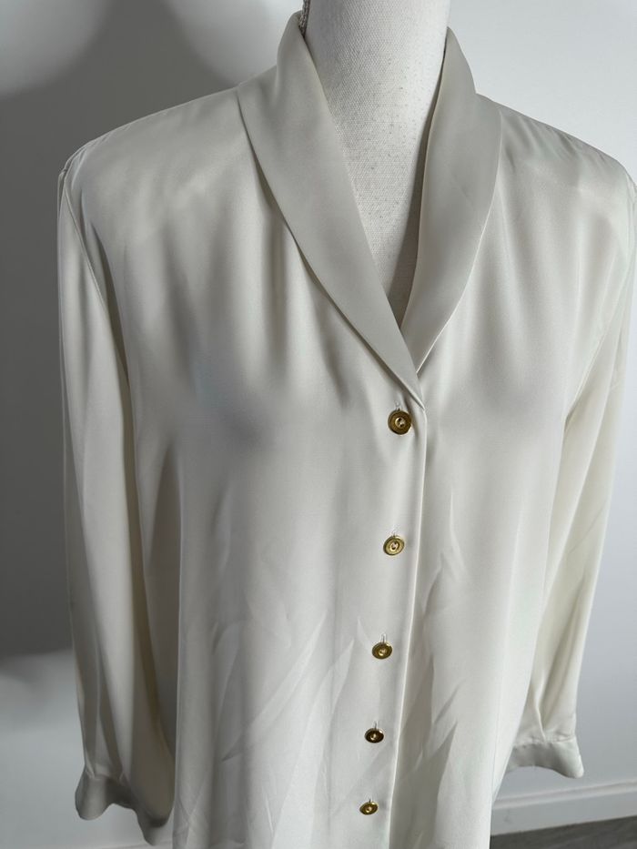 Chemisier blanc crème et doré Old Money Vintage T46 3XL - photo numéro 5