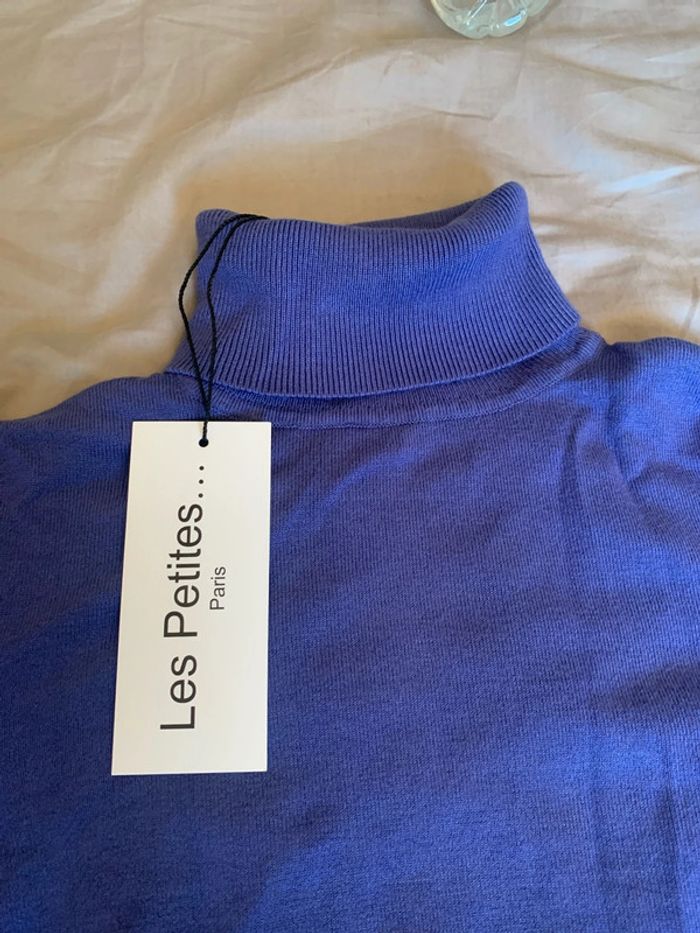 Pull col roulé Les Petites bleu mauve - photo numéro 3