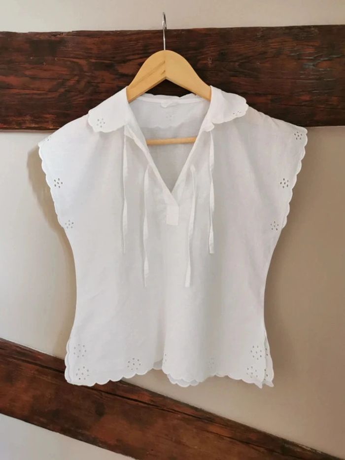 Blouse dentelle anglaise nœuds - photo numéro 3
