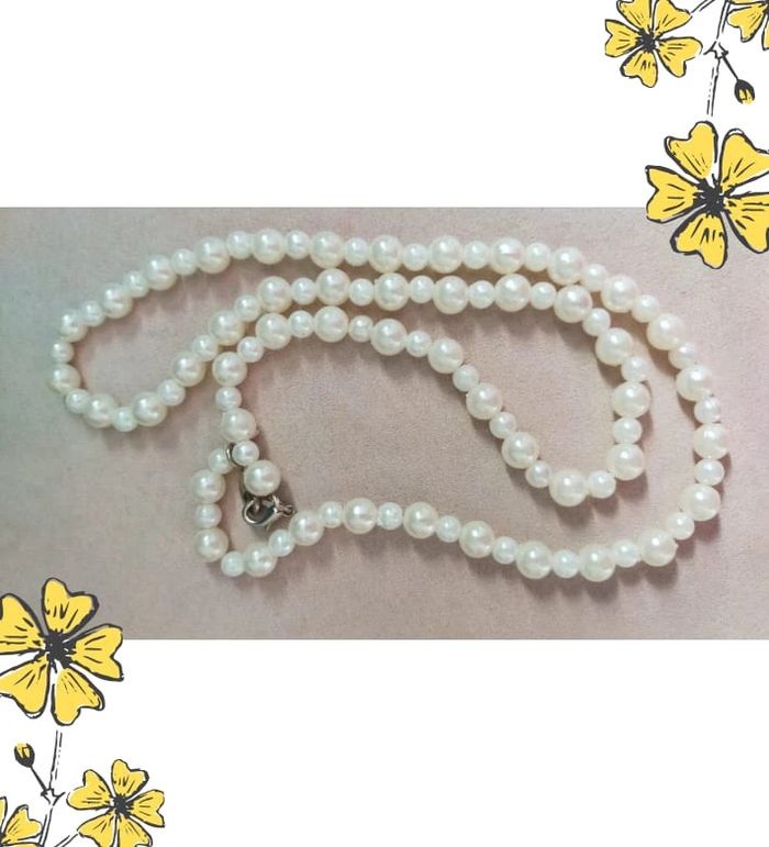 Collier vintage perles blanches effet nacré – Années 80/90 - photo numéro 5