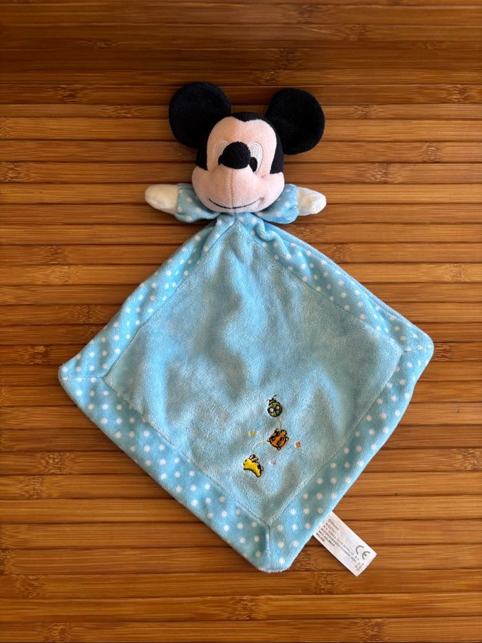 Doudou plat Mickey bleu pois blanc Disney nicotoy - photo numéro 2