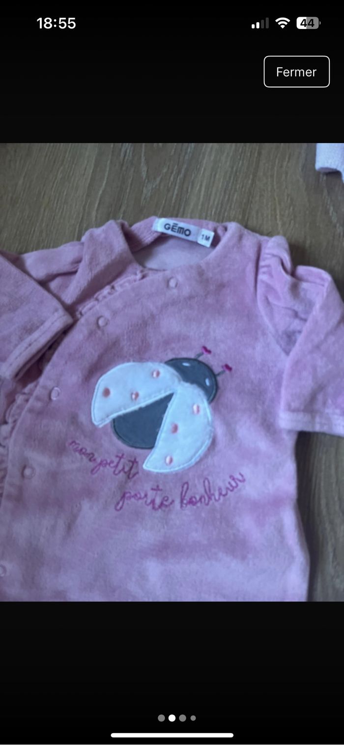 Lot 3 pyjamas velours 1mois - photo numéro 2