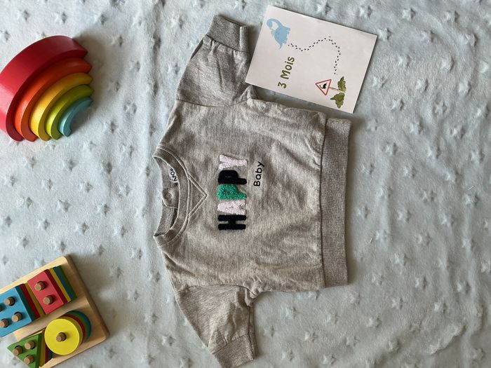 sweat oversize gris inscription devant 3 mois NPO - photo numéro 2