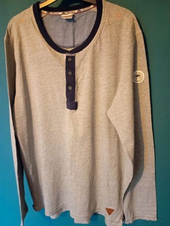 Tee shirt coton homme gris/bleu marine