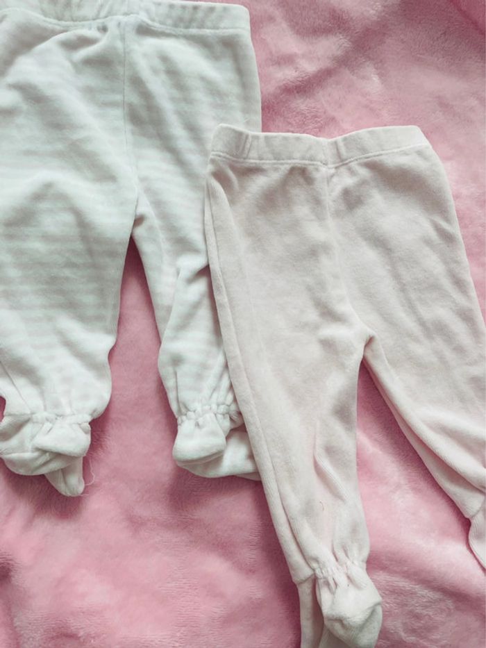Lot de deux pantalons avec pieds effet velours taille 6 mois - 68 cm - photo numéro 7