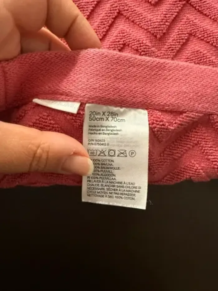 Serviette de bain rose saumon 50x70cm H&M Home - photo numéro 3