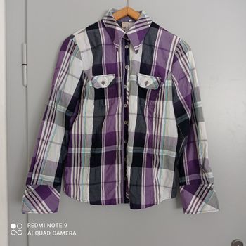 Chemise violette à carreaux t38