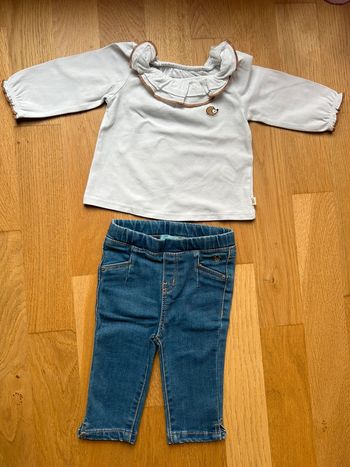 Ensemble t-shirt manches longues et jeans obaïbi bébé fille