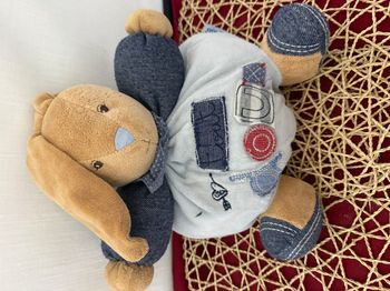 Peluche patapouf lapin KALOO Tout doux Blue Denim même pas peur