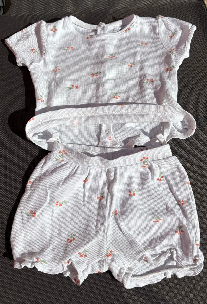 Pyjama été 24 mois cerises 2 pièces fille gaze de coton verbaudet - photo numéro 2