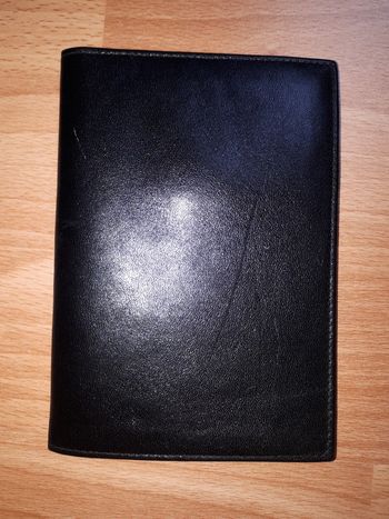 Portefeuille noir en cuir italien