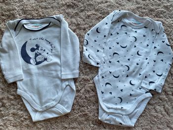 Lot de 2 bodies manches longues Mickey 6 mois