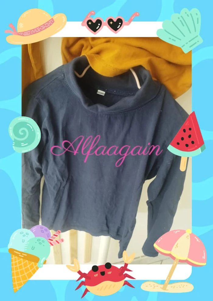 Lot sous pull 8ans bleu/moutarde Okaïdi kiabi - photo numéro 2