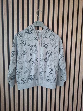 Gilet veste en sweat gris avec capuche ApAng 10 ans