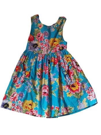 Robe bleu fleurie vintage 7ans