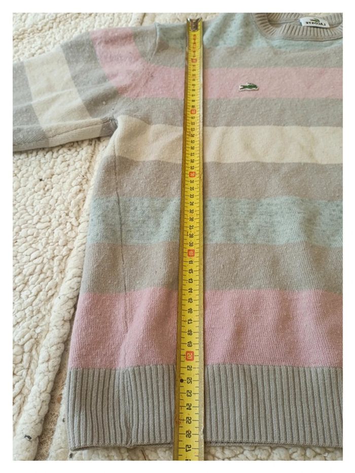 Pull Lacoste pastel à rayures multicolores - vintage doux et cosy -- - photo numéro 7