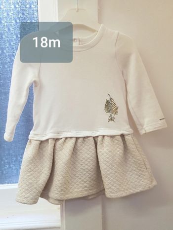 Robe molleton blanche Deyrolle et Petit Bateau 18 mois
