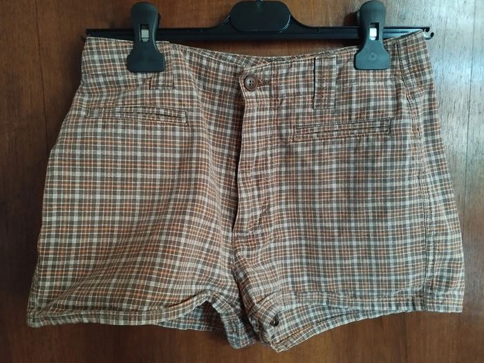 🧡 Benetton - Short - carreaux - marron orange - Taille 40 - 🧡