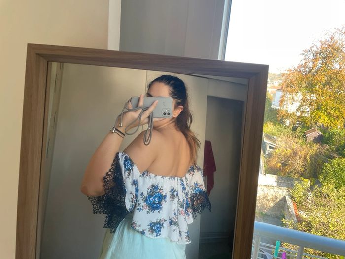 Haut bustier à fleurs bleues - photo numéro 3