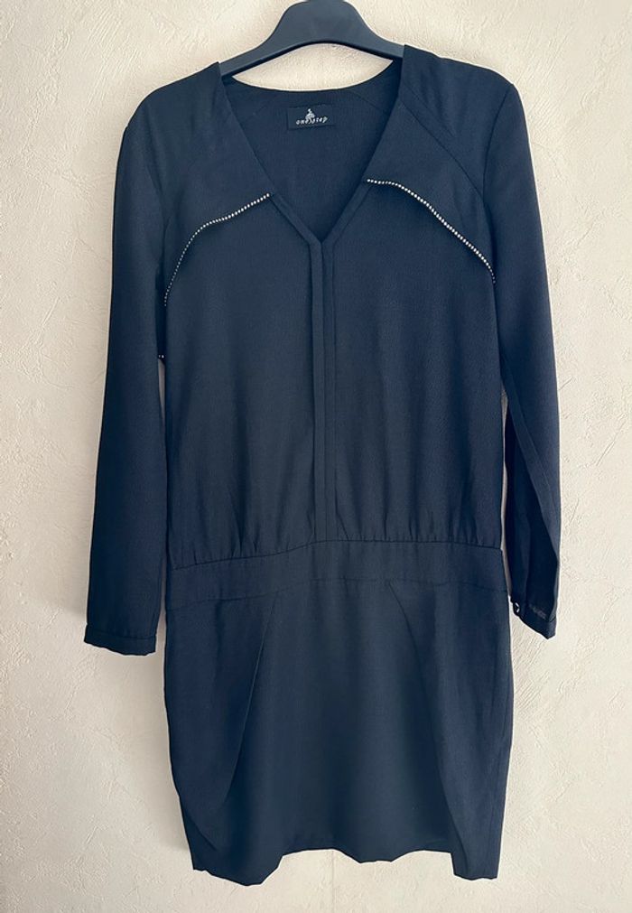 Robe casual noire manches longues col V femme taille 34 One step