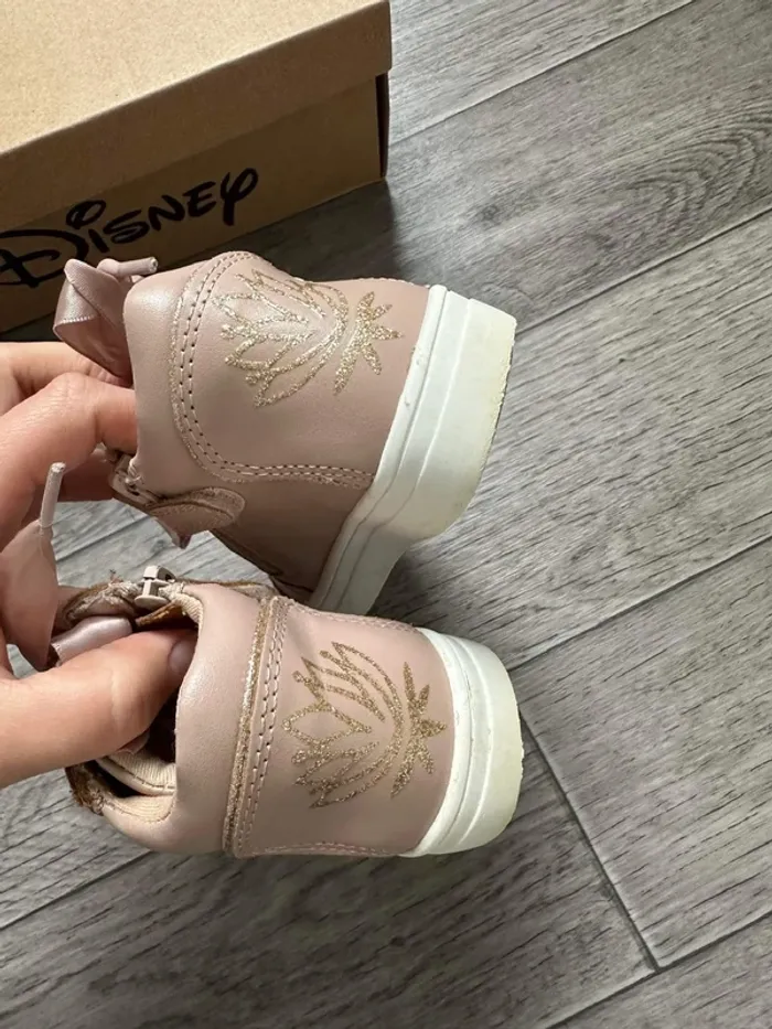 Baskets Friboo Disney princesses Rose pastel / lacets rubans /  paillettes dorées - photo numéro 4