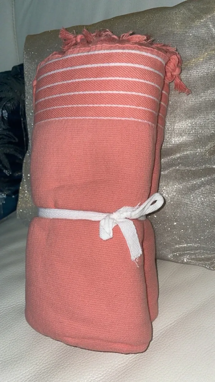Fouta Walra Serviette Hamam Corail 90x180cm | Coton Recyclé & Écologique - photo numéro 2