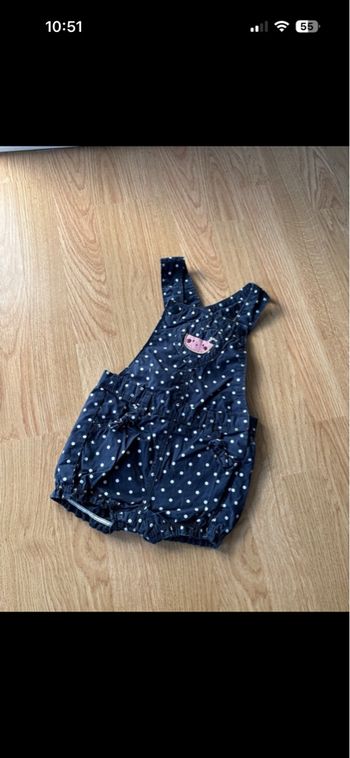 Salopette short bleu c&a taille 9 mois fille 