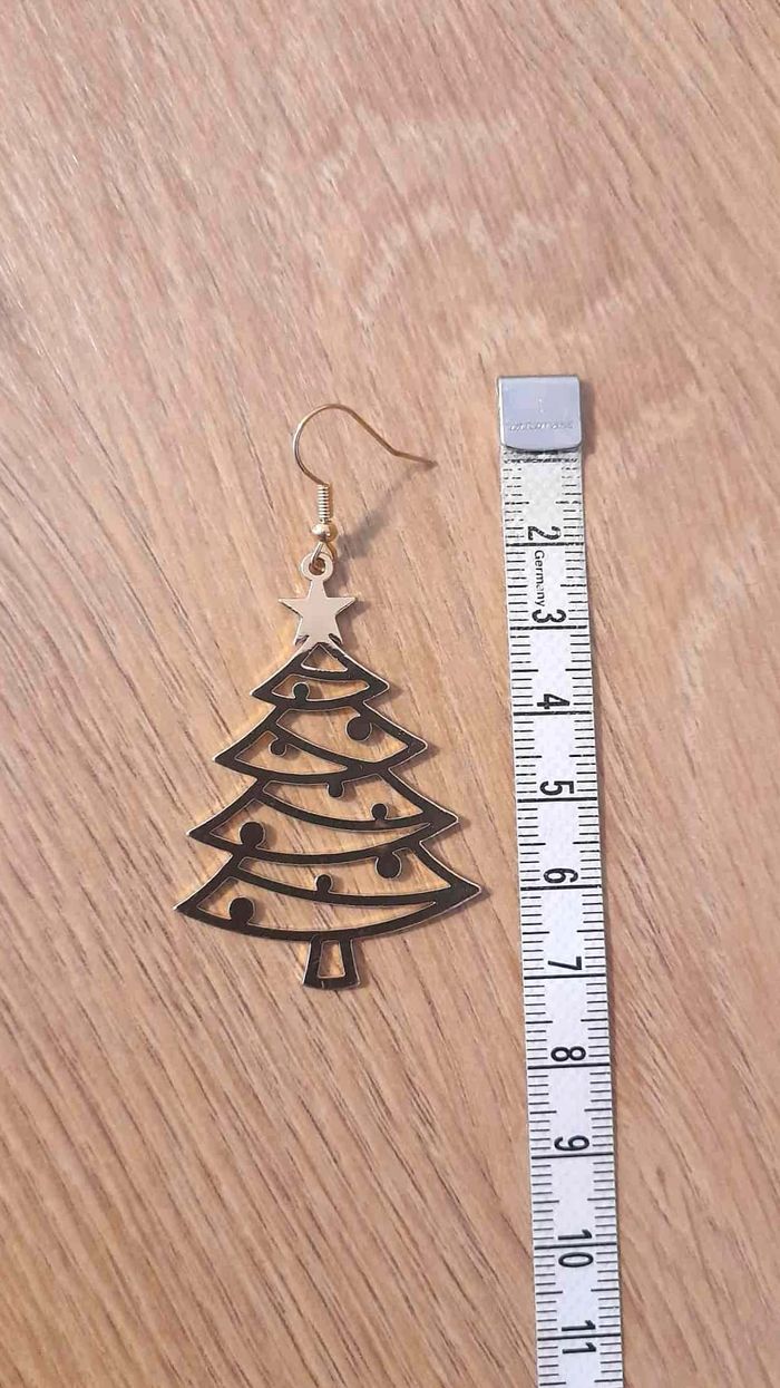 Bijoux Noël | 🎄 Boucles d'oreilles plaqué or neuves Sapin de Noël - photo numéro 3
