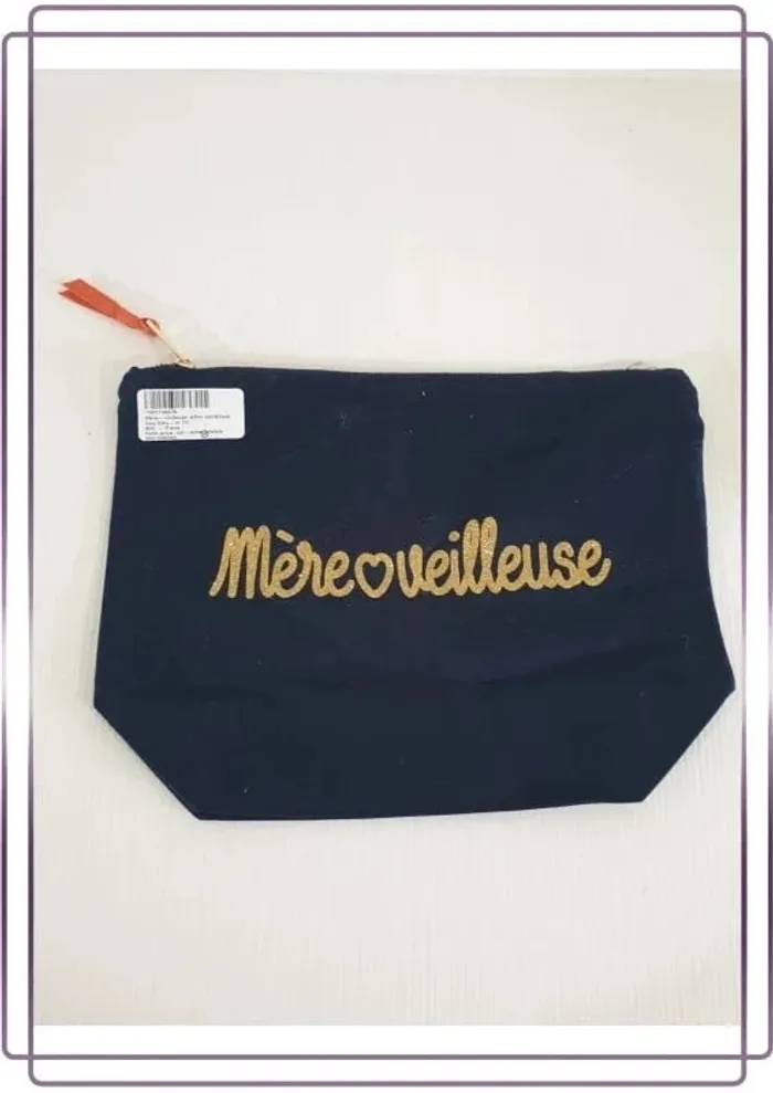 Pochette bleu marine Madame tshirt mère veilleuse, très bon état, 29x22cm