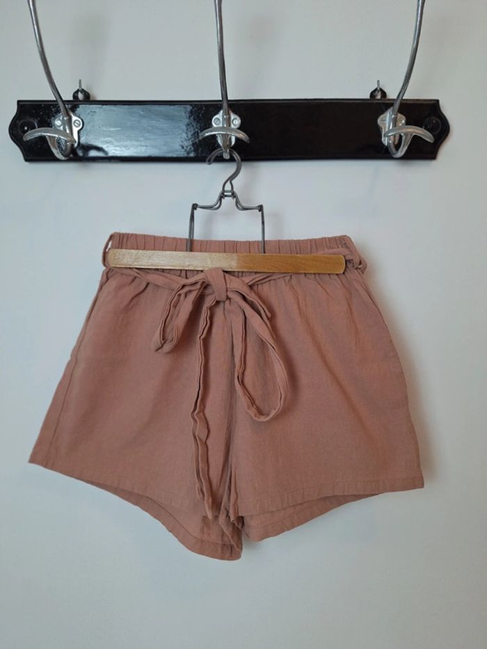 Short en lin saumon XS