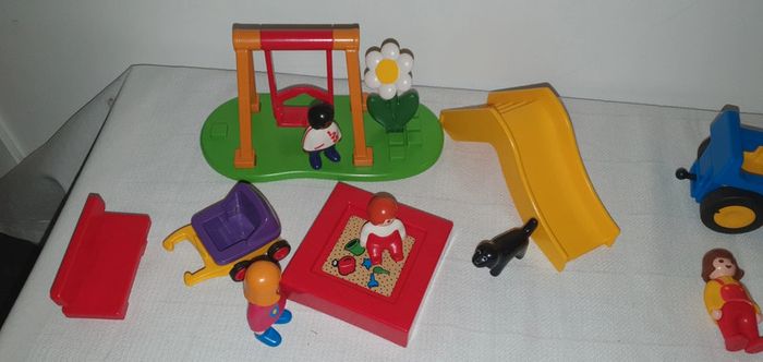 Playmobil 1 2 3 lot ou unité Air de jeux, bus, animaux sauvage et ferme tracteur pompier - photo numéro 3