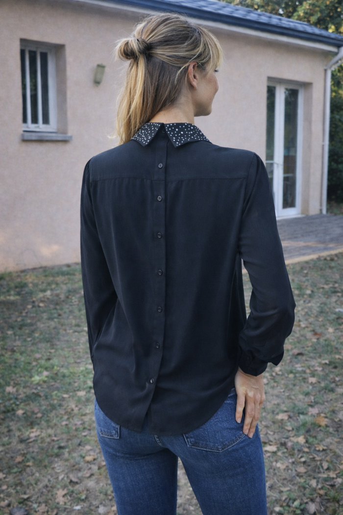 Blouse noire Molly Bracken XS dos boutonné - photo numéro 2
