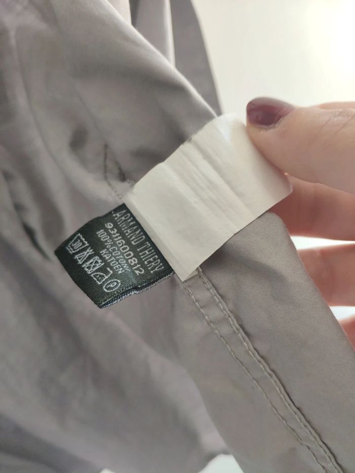 Jolie chemise chemisette homme légère Armand Thiery coupe ajustée taille XL grise et violette - photo numéro 6