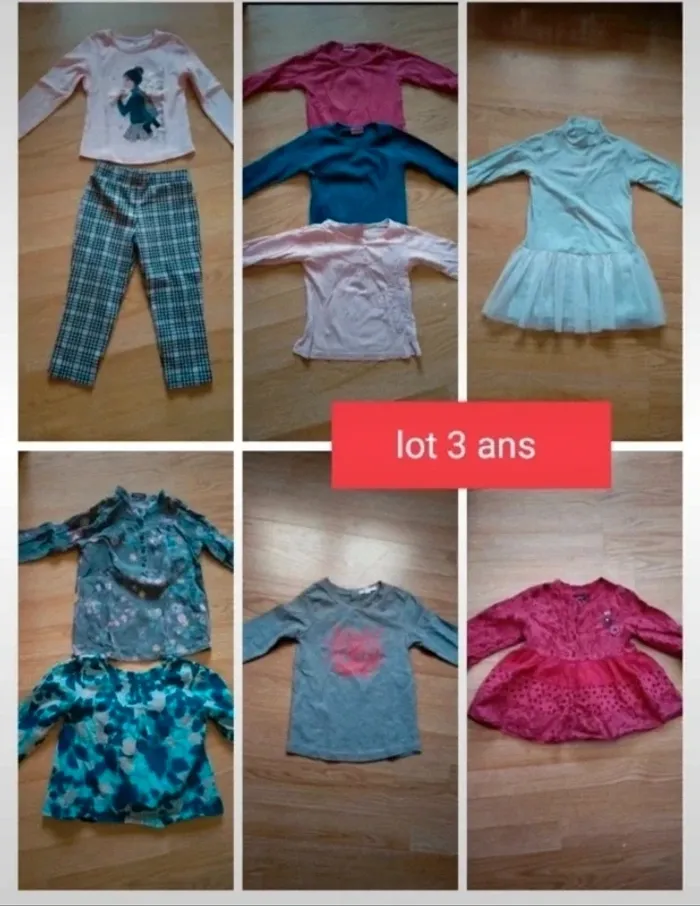 Lot de 10 vêtements. fille.
taille 3 ans.