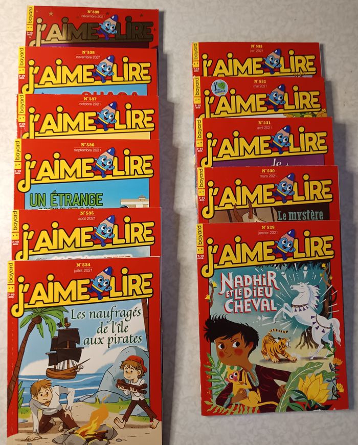 Lot de 11 J'aime lire année 2021 de Janvier à Décembre (Manque Février)