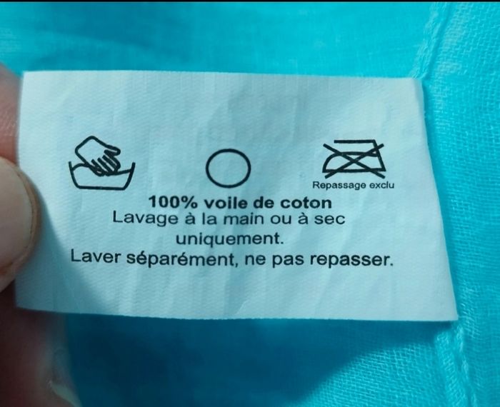 Étole turquoise en voile de coton - photo numéro 6