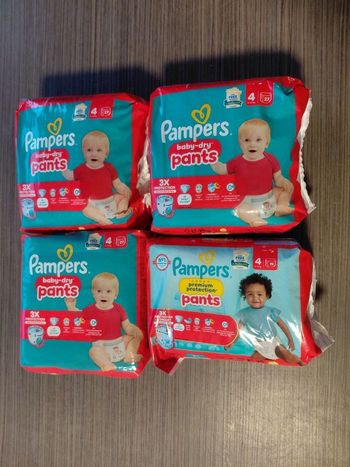 Lot de 4 paquets de Pampers Pants taille 4 🌸