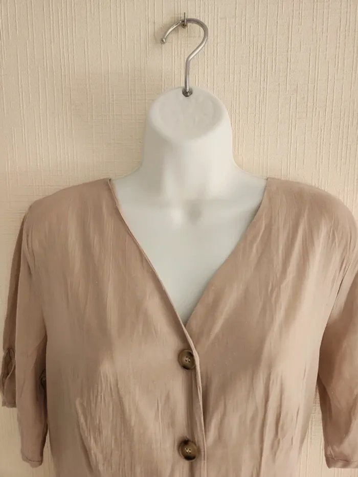 Blouse chemisier beige manches courtes Bachelorette S - photo numéro 4