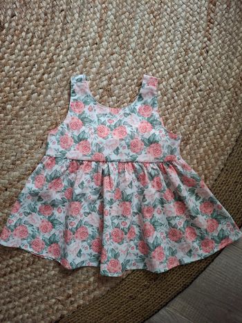 Robe coton fleurs et noeud 12 mois