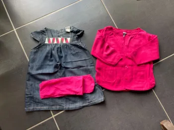 Ensemble robe jeans collant gilet