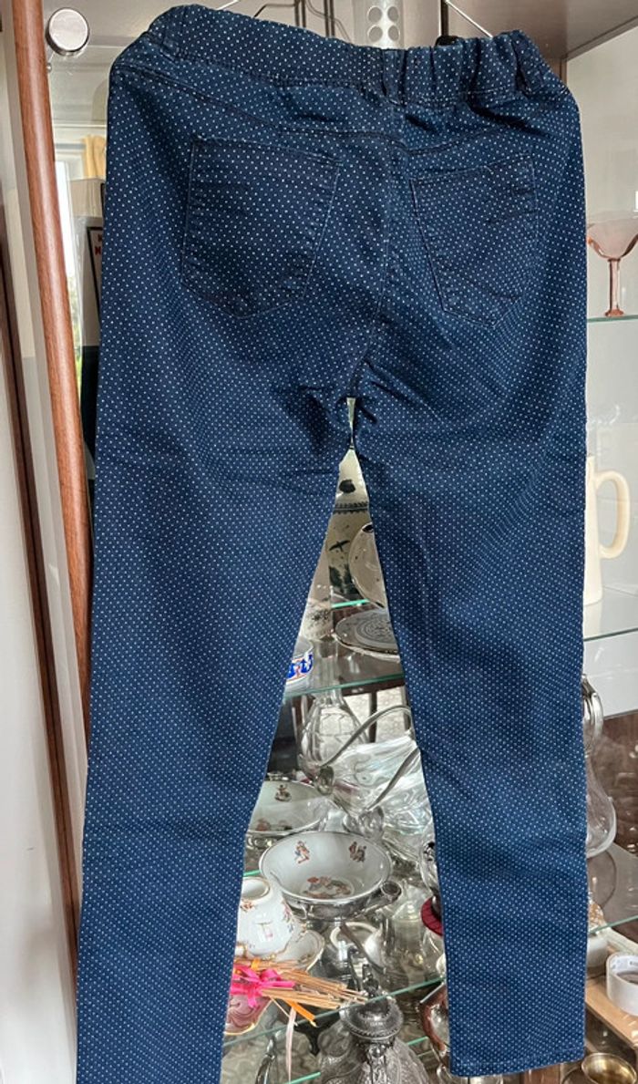 Pantalon slim T.38 Terre de Marins Marine à petits pois - photo numéro 2