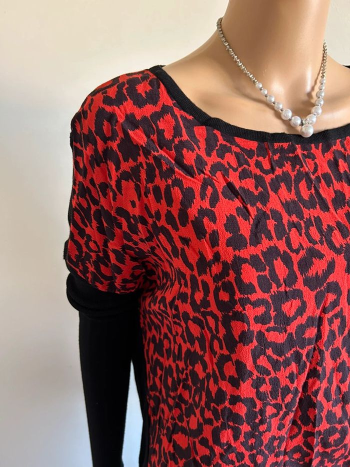 Pull rouge et noir Morgan taille M jamais porté - photo numéro 5